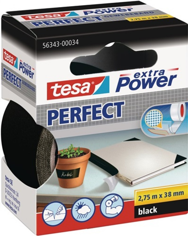 Gewebeband ext.Power® 56343 schwarz L.2,75m B.38mm Rl.TESA Gewebeband ext.Power® 56343 schwarz L.2,75m B.38mm Rl.TESA