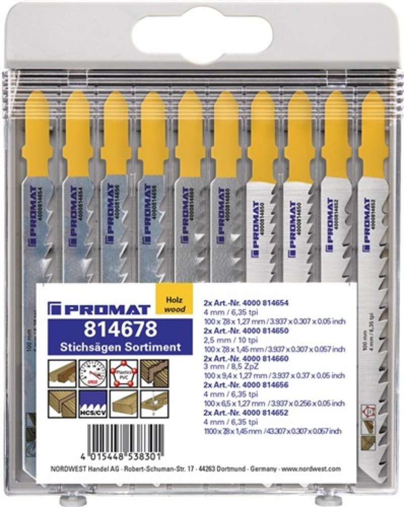 Stichsägeblattsortiment 10-tlg.f.HO PROMAT Stichsägeblattsortiment 10-tlg.f.HO PROMAT