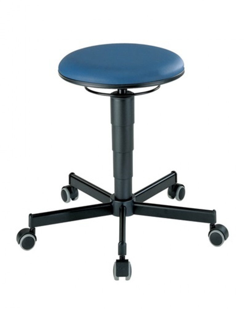 Drehhocker m.Rollen Kunstlederpolster blau Sitz-H.460-630mm BIMOS Drehhocker m.Rollen Kunstlederpolster blau Sitz-H.460-630mm BIMOS