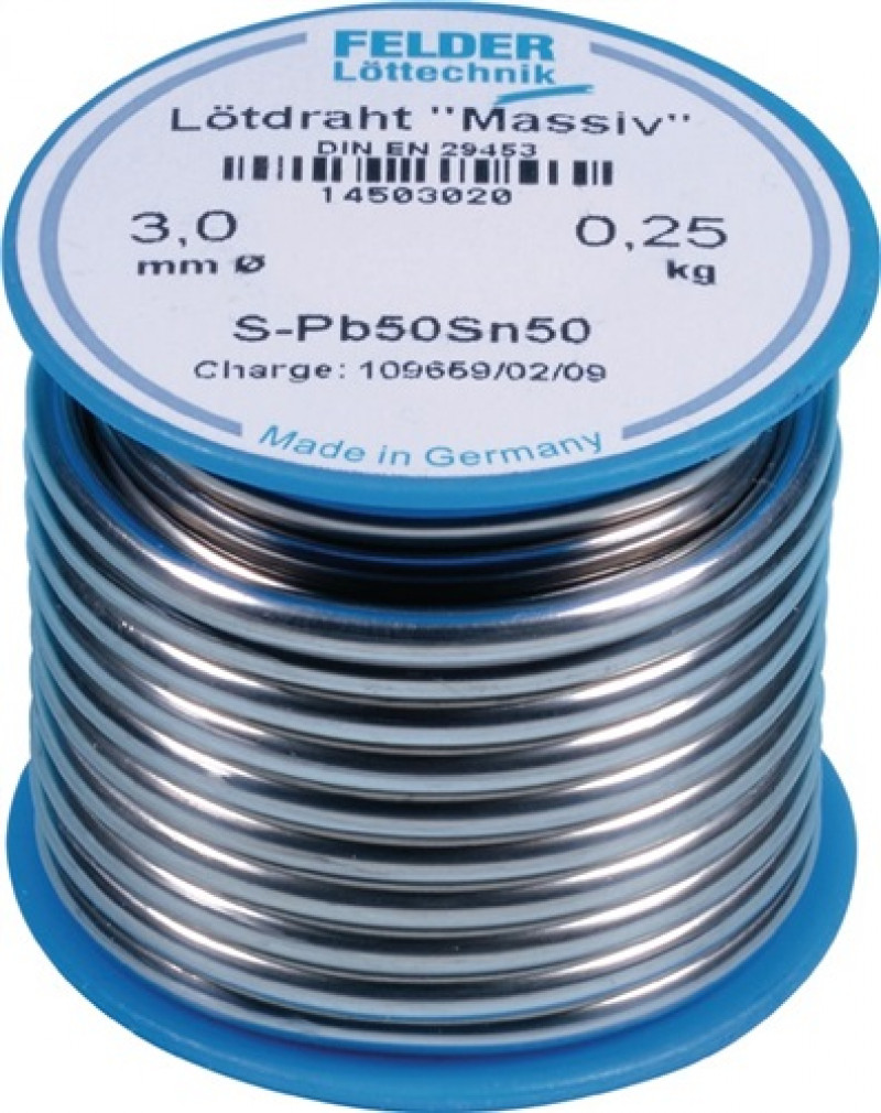 Lötdraht Massiv 3mm 250g S-Pb50Sn50 FELDER Lötdraht Massiv 3mm 250g S-Pb50Sn50 FELDER