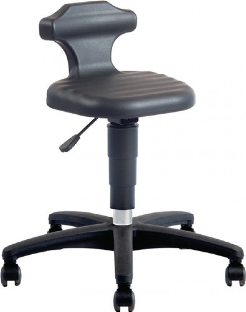 Drehhocker Flex m.Rollen Integralschaum schwarz Sitz-H.450-650mm m.Rückenstütze Drehhocker Flex m.Rollen Integralschaum schwarz Sitz-H.450-650mm m.Rückenstütze