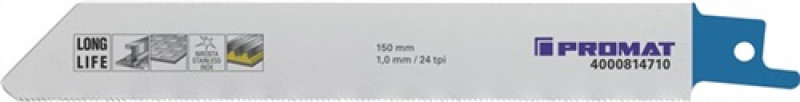 Säbelsägeblatt L.150mm MET TPI 24 1mm gefr.,gewellt 5 St./Karte PROMAT Säbelsägeblatt L.150mm MET TPI 24 1mm gefr.,gewellt 5 St./Karte PROMAT