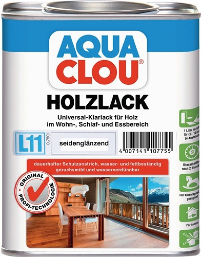Holzlack L11 farblos seidenglänzend 750 ml Dose CLOU Holzlack L11 farblos seidenglänzend 750 ml Dose CLOU