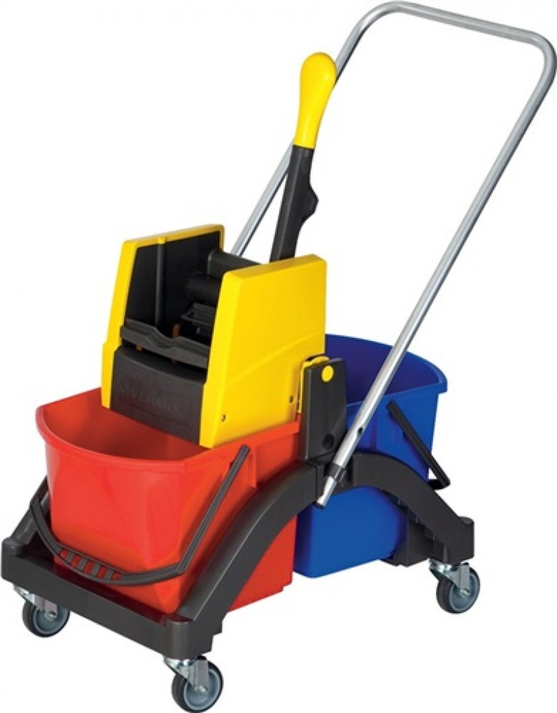 Reinigungswagenset Eimer 2 x 17l u.Presse/Stiel/Halter/5 Mopps Ku. Reinigungswagenset Eimer 2 x 17l u.Presse/Stiel/Halter/5 Mopps Ku.
