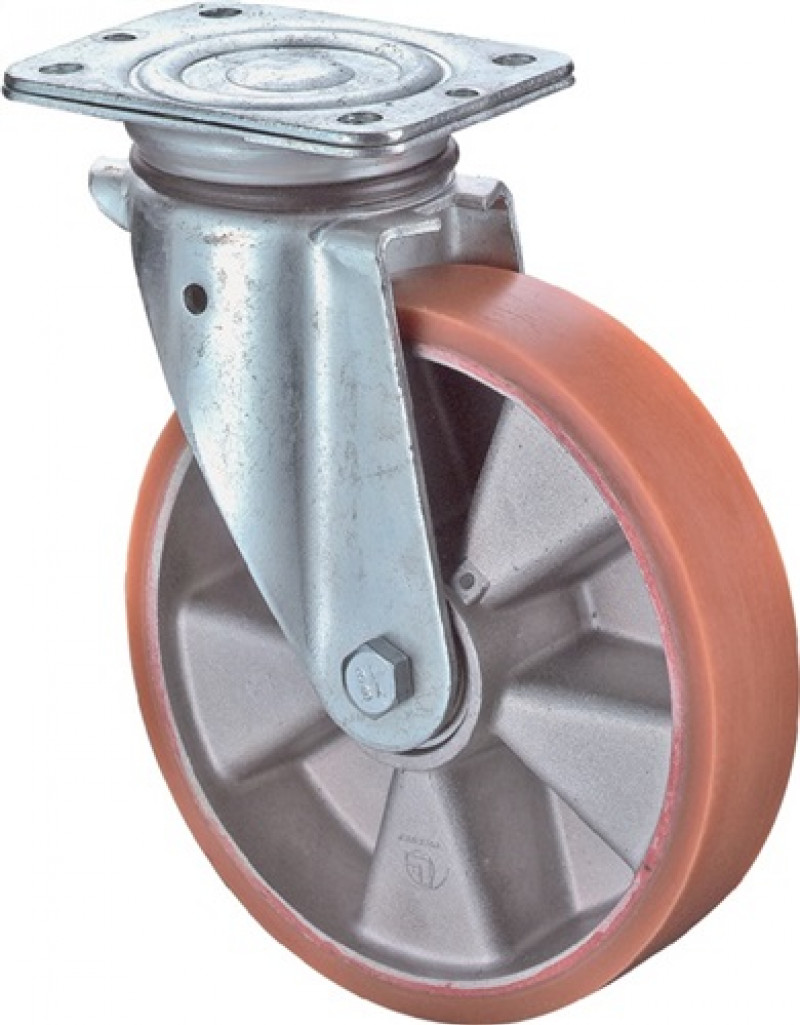 Lenkrolle D.150mm Trgf.550kg m.Platte Guß-PUR Lenkrolle D.150mm Trgf.550kg m.Platte Guß-PUR