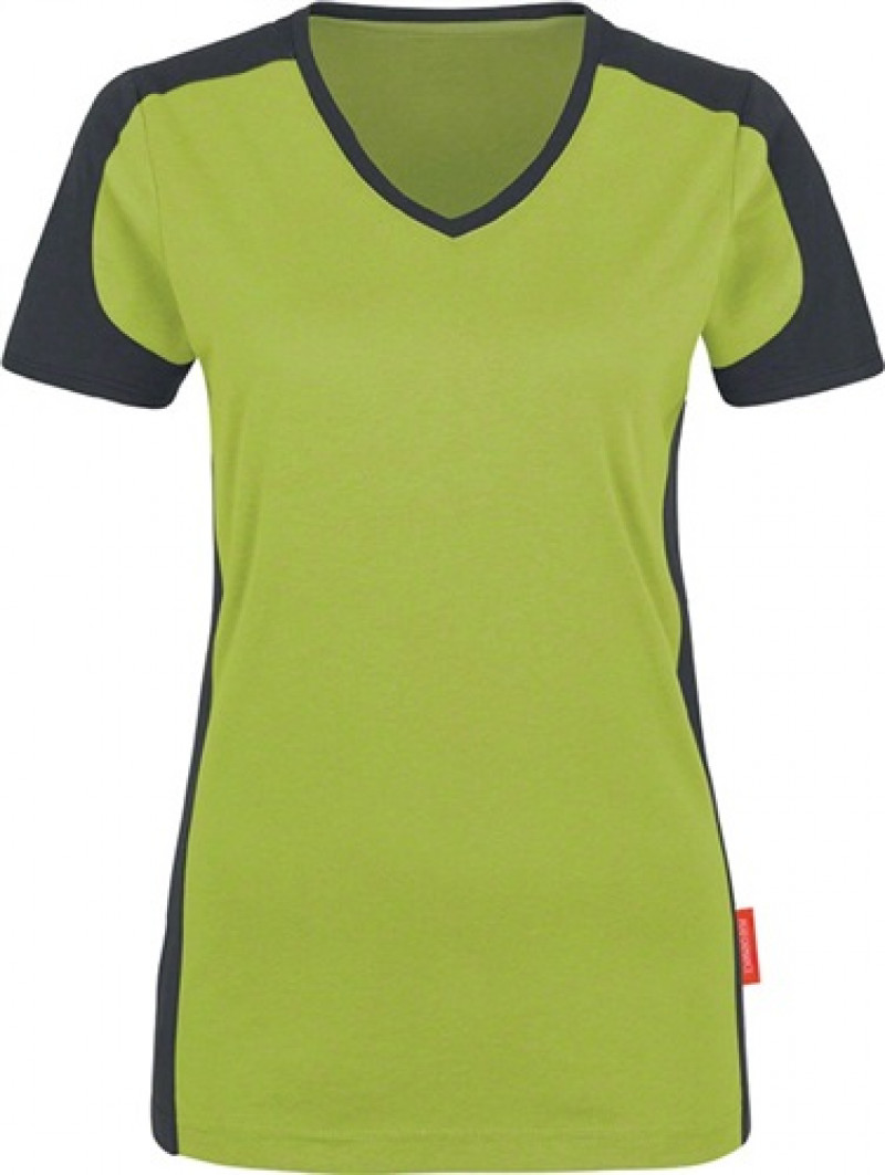Damen V-Shirt Gr.L kiwi/anthrazit 50% CO/50% PES Scheibler Damen V-Shirt Gr.L kiwi/anthrazit 50% CO/50% PES Scheibler
