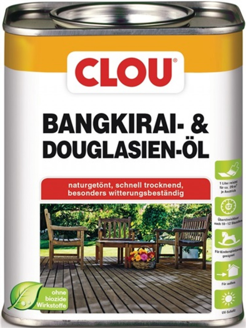 Bangkirai-/Douglasienöl naturgetönt 0,75l Dose CLOU Bangkirai-/Douglasienöl naturgetönt 0,75l Dose CLOU