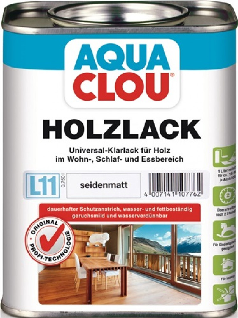 Holzlack L11 farblos seidenmatt 750 ml Dose CLOU Holzlack L11 farblos seidenmatt 750 ml Dose CLOU