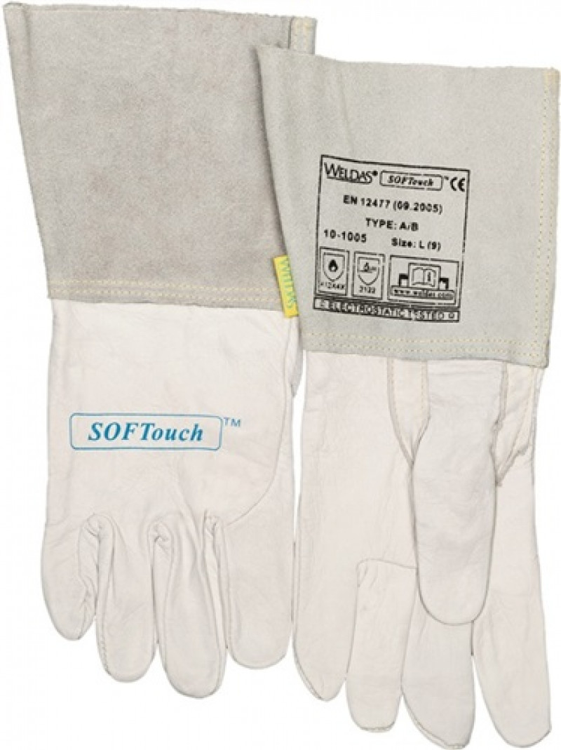 Schweißerhandschuhe Gr.XL (9,5) natur Leder/Softouch EN388,EN12477,EN1149-2 10PA Schweißerhandschuhe Gr.XL (9,5) natur Leder/Softouch EN388,EN12477,EN1149-2 10PA