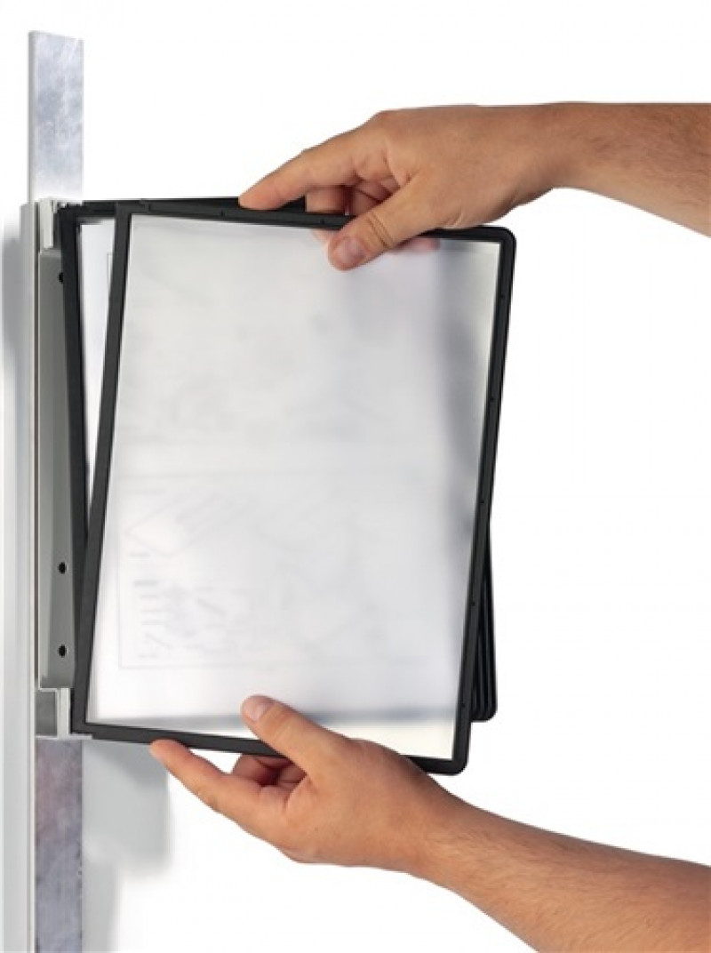 Wandhalter 5 Sichttafeln schwarz m.Profilrahmen DURABLE Wandhalter 5 Sichttafeln schwarz m.Profilrahmen DURABLE