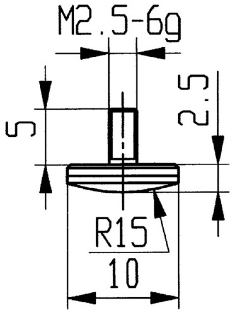 Messeinsatz D.10mm gewölbt R. 15 M2,5 HM f. Messuhren Käfer Messeinsatz D.10mm gewölbt R. 15 M2,5 HM f. Messuhren Käfer