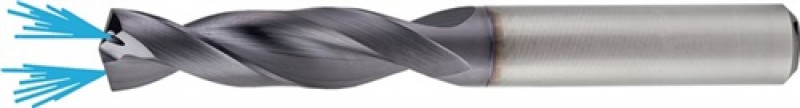 Kühlkanalbohrer DIN 6537 Typ UNI D.3,4mm Spiral-L.22mm Schaft-D.6mm VHM TiAlN