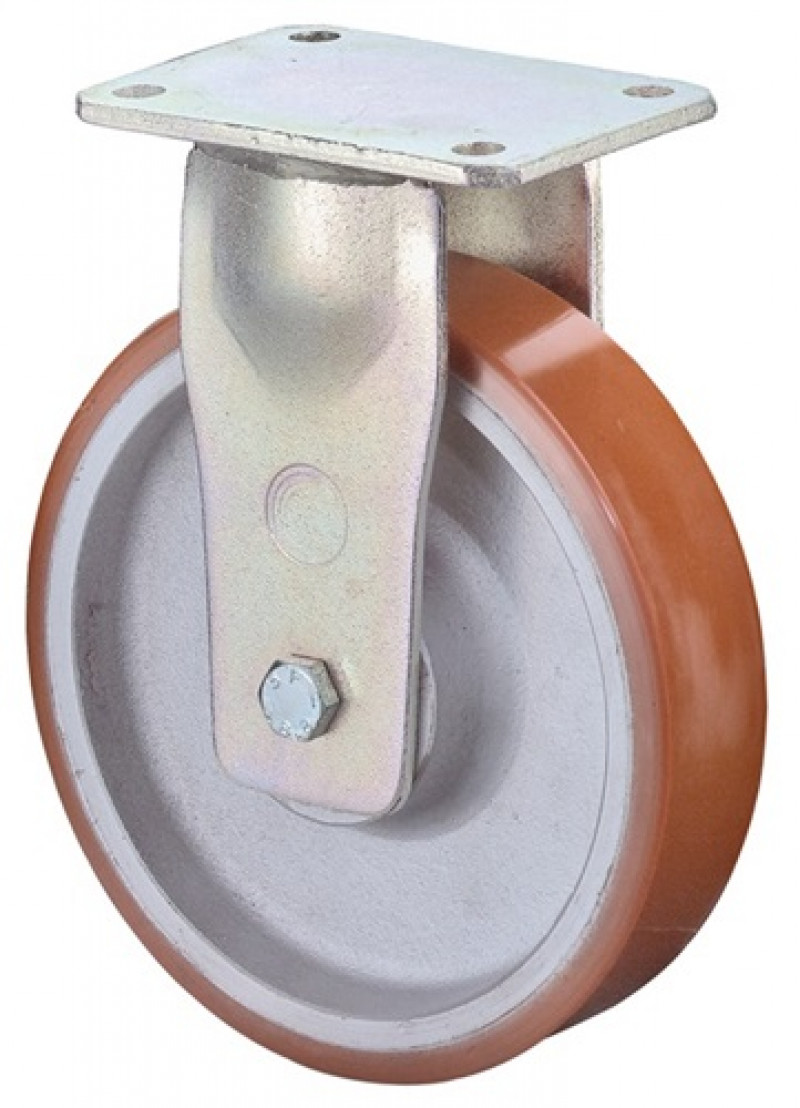 Schwerlast-Bockrolle D.250mm Trgf.1300kg Guß-Polyurethan Platte L138xB110mm Schwerlast-Bockrolle D.250mm Trgf.1300kg Guß-Polyurethan Platte L138xB110mm