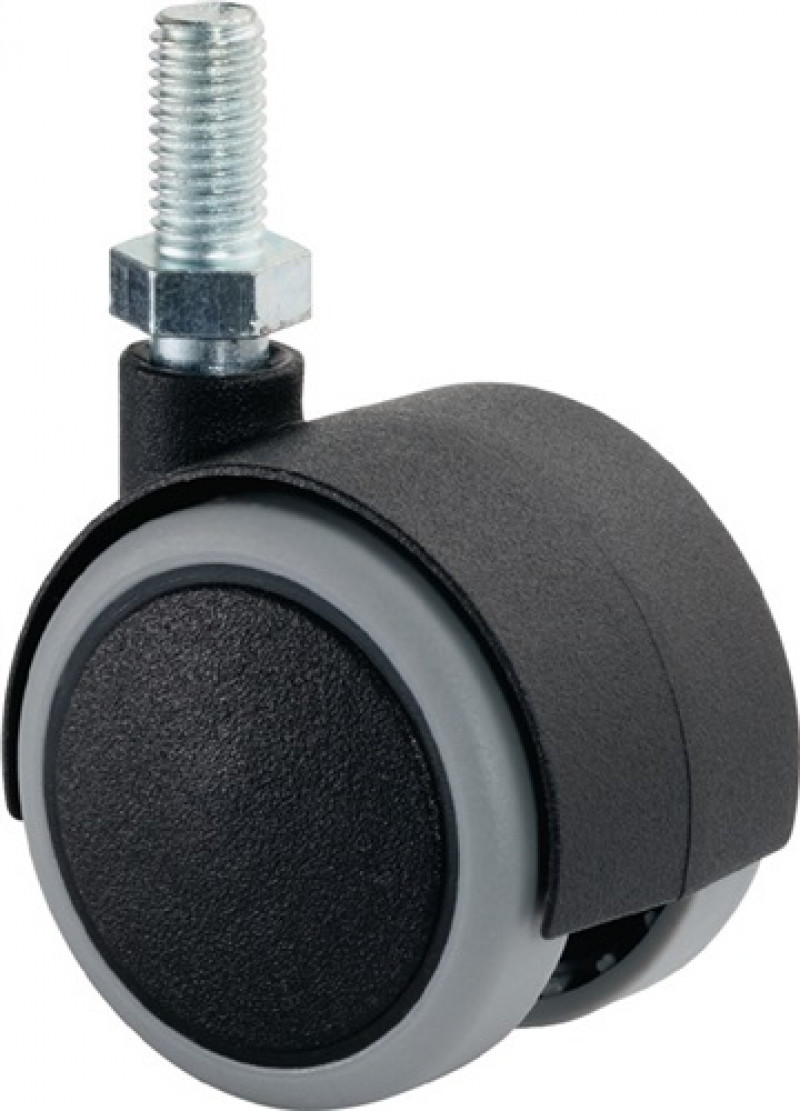 Kunststoffdoppelrolle D.50 mm Trgf.50 kg m.Gew.stift M10 PA Kunststoffdoppelrolle D.50 mm Trgf.50 kg m.Gew.stift M10 PA