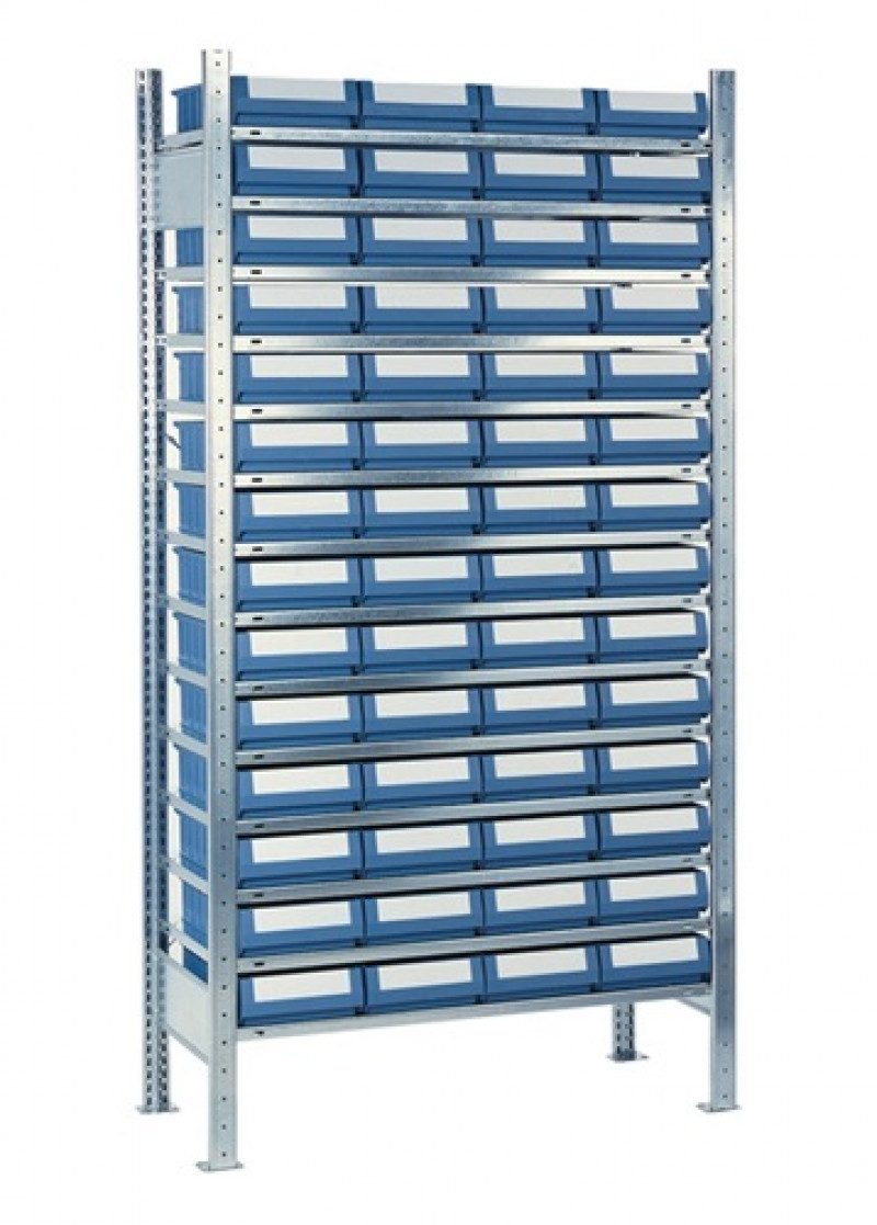 Steckregal H2000xB1000xT500mm Anbauregal 14 Stahlböden 56 x 8 Steckregal H2000xB1000xT500mm Anbauregal 14 Stahlböden 56 x 8