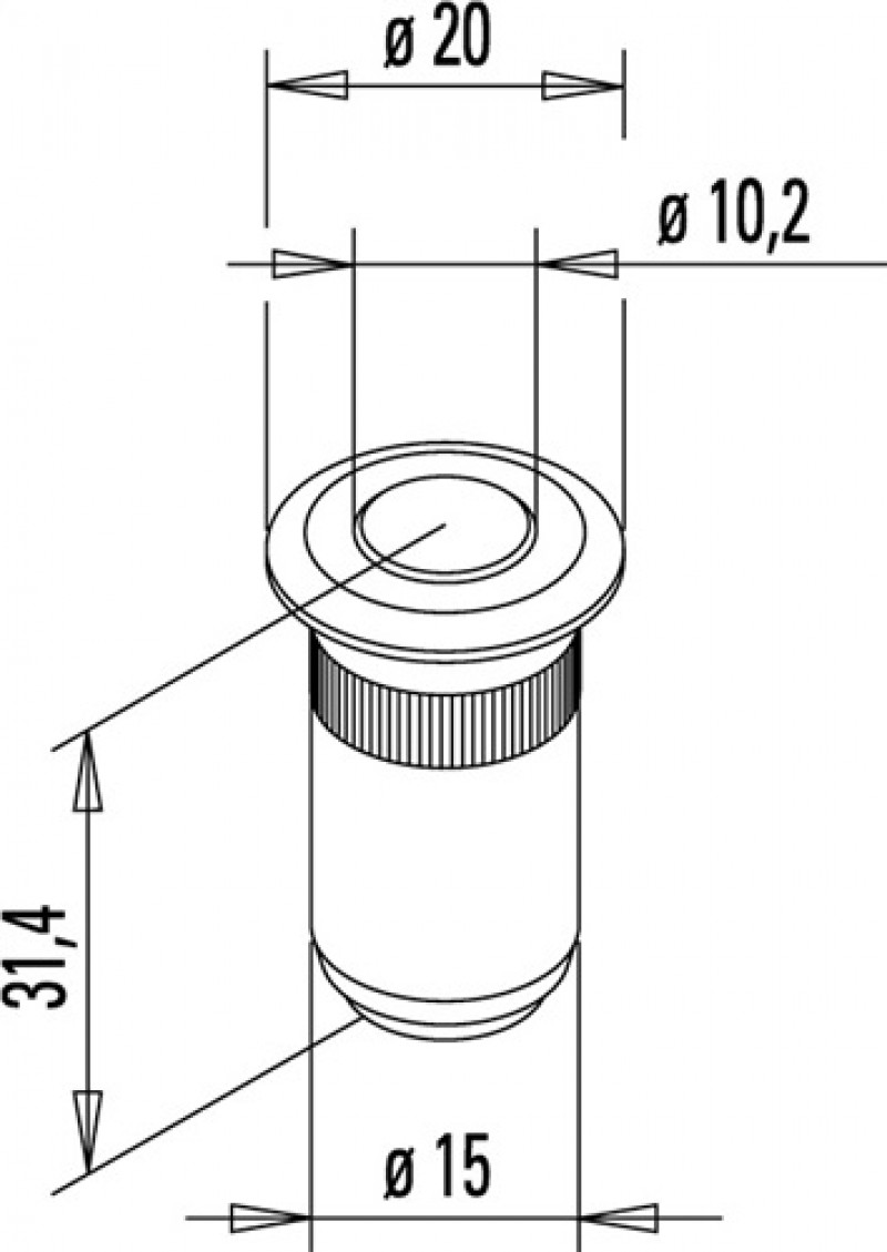 Bodenbüchse 927A/928 Rundstange 10mm m.Kugelverschluss