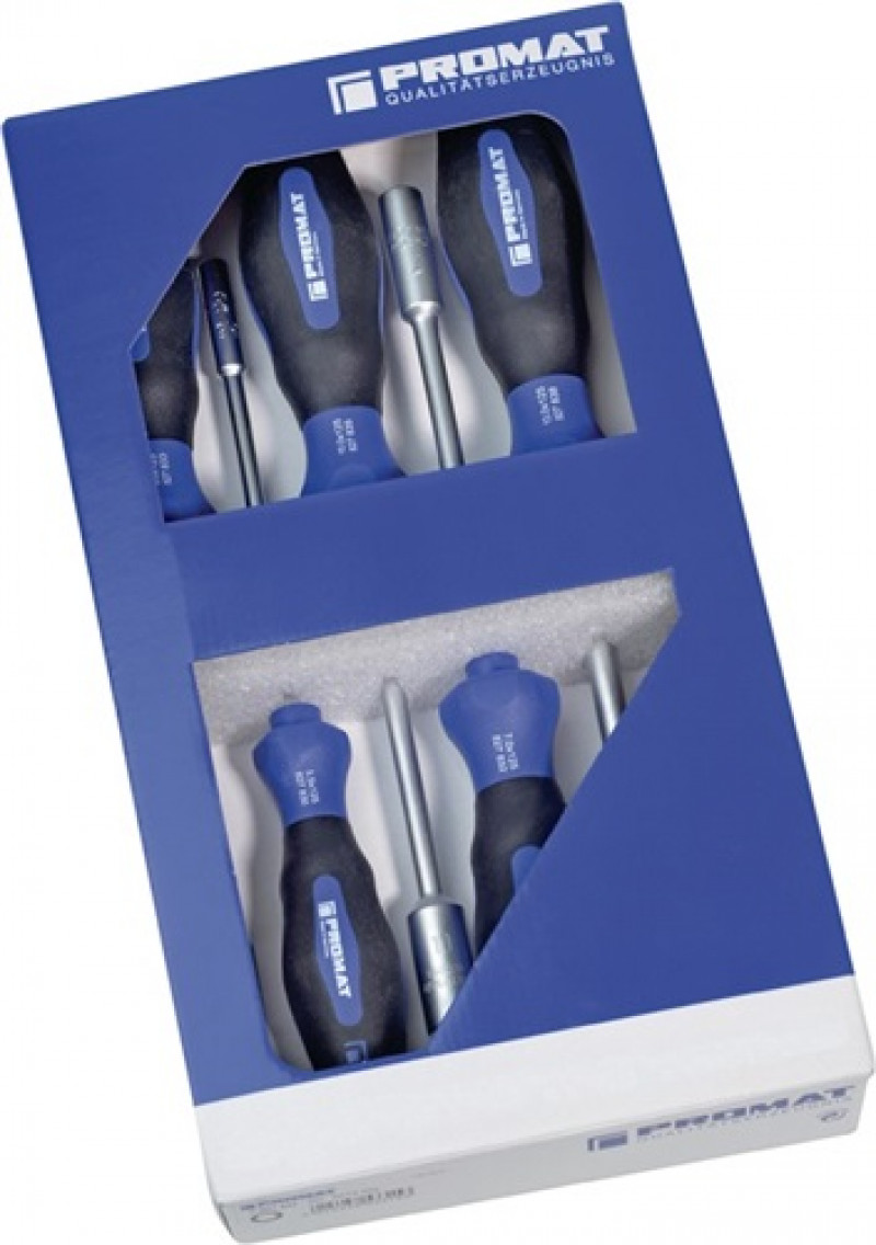 Sechskantsteckschlüsselsatz 5-tlg.5,5-7-8-10-13mm 2K-Griff PROMAT Sechskantsteckschlüsselsatz 5-tlg.5,5-7-8-10-13mm 2K-Griff PROMAT
