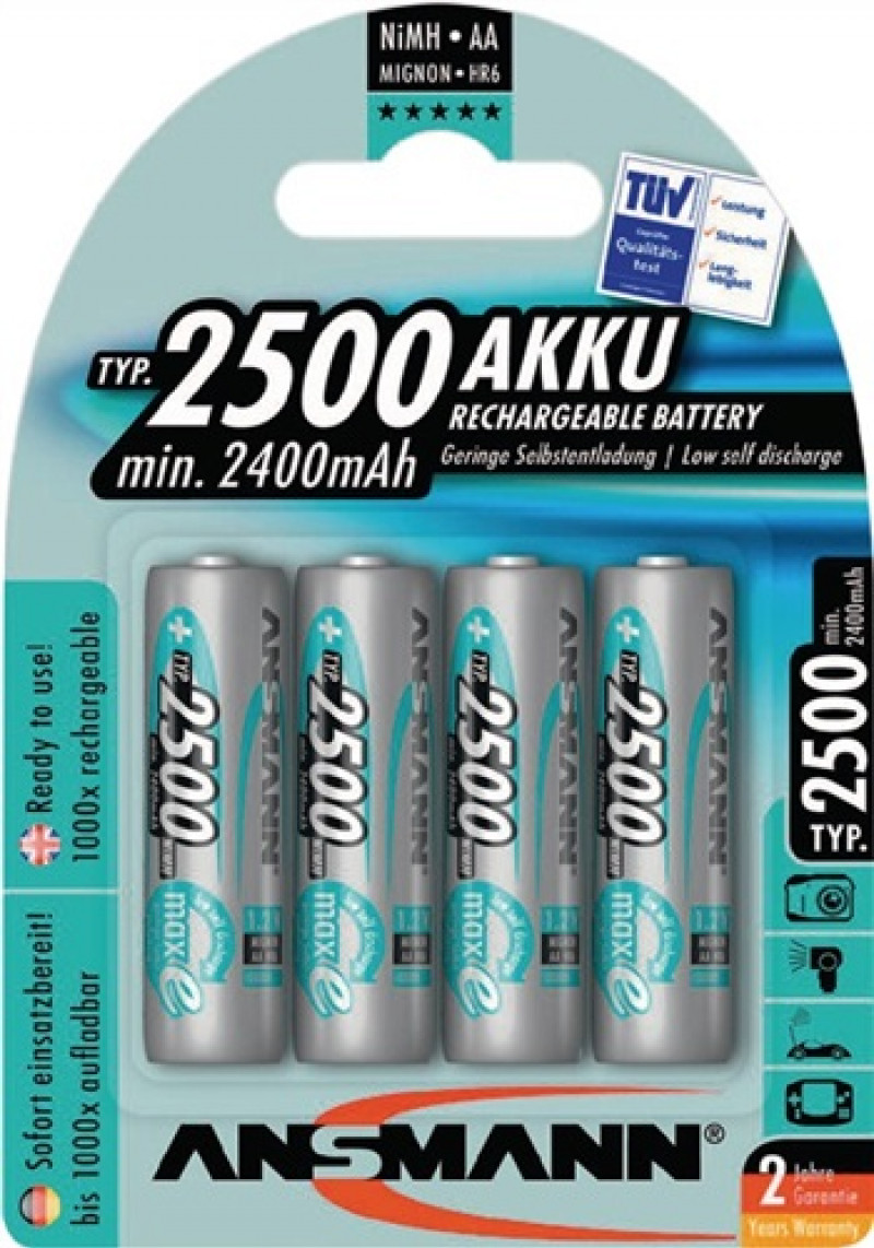 Akkuzelle maxE 1,2 V 2500 mAh R6-AA-Mignon HR6 4 4St./Blister ANSMANN Akkuzelle maxE 1,2 V 2500 mAh R6-AA-Mignon HR6 4 4St./Blister ANSMANN