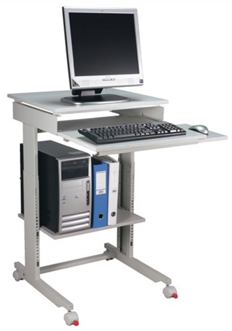 PC-Arbeitstisch H720-1100xB600xT500mm lichtgrau fahrbar PC-Arbeitstisch H720-1100xB600xT500mm lichtgrau fahrbar