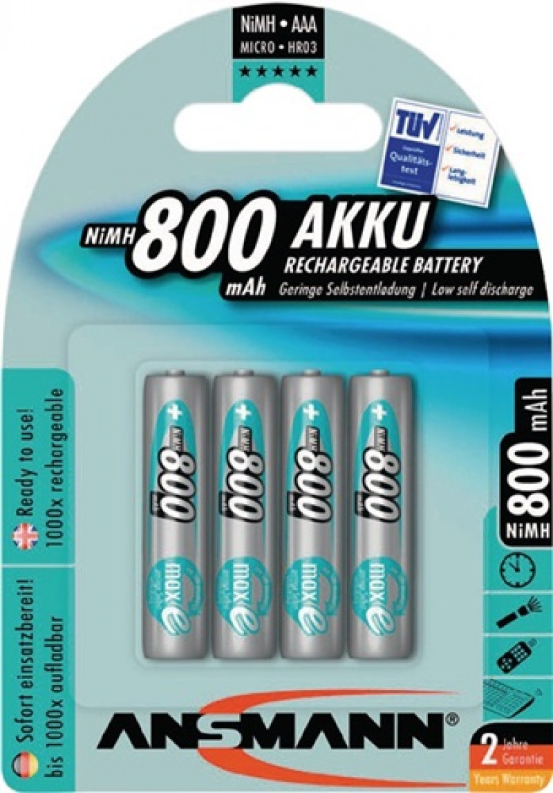Akkuzelle maxE 1,2 V 800 mAh R03-AAA-Micro HR03 4 4St./Blister ANSMANN