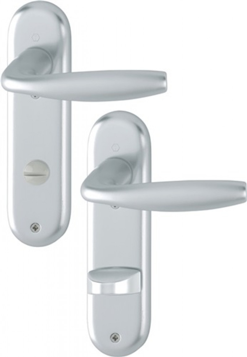 Kurzschildgarnitur NY 1810/273KP Alu.F1 Bad SK/OL Drückergarnitur HOPPE