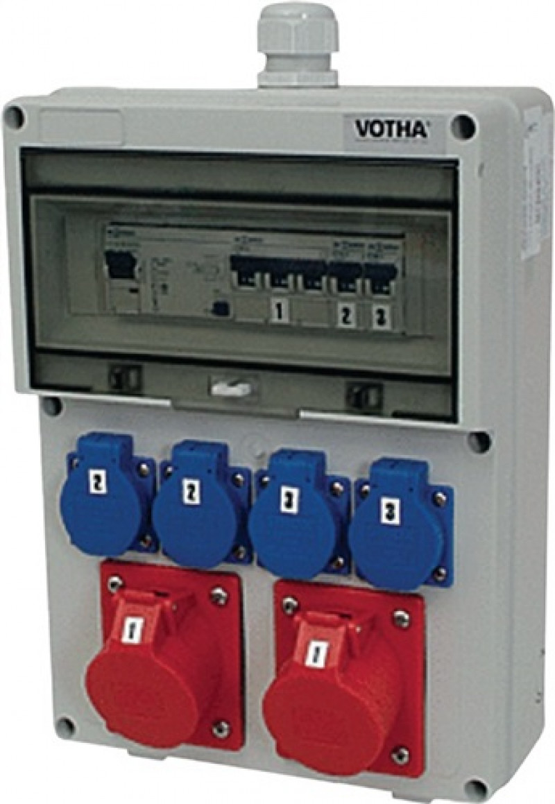 Wandstromverteiler Ku. m.FI 40A 2xCEE 16A 400V 4Steckdosen Wandstromverteiler Ku. m.FI 40A 2xCEE 16A 400V 4Steckdosen