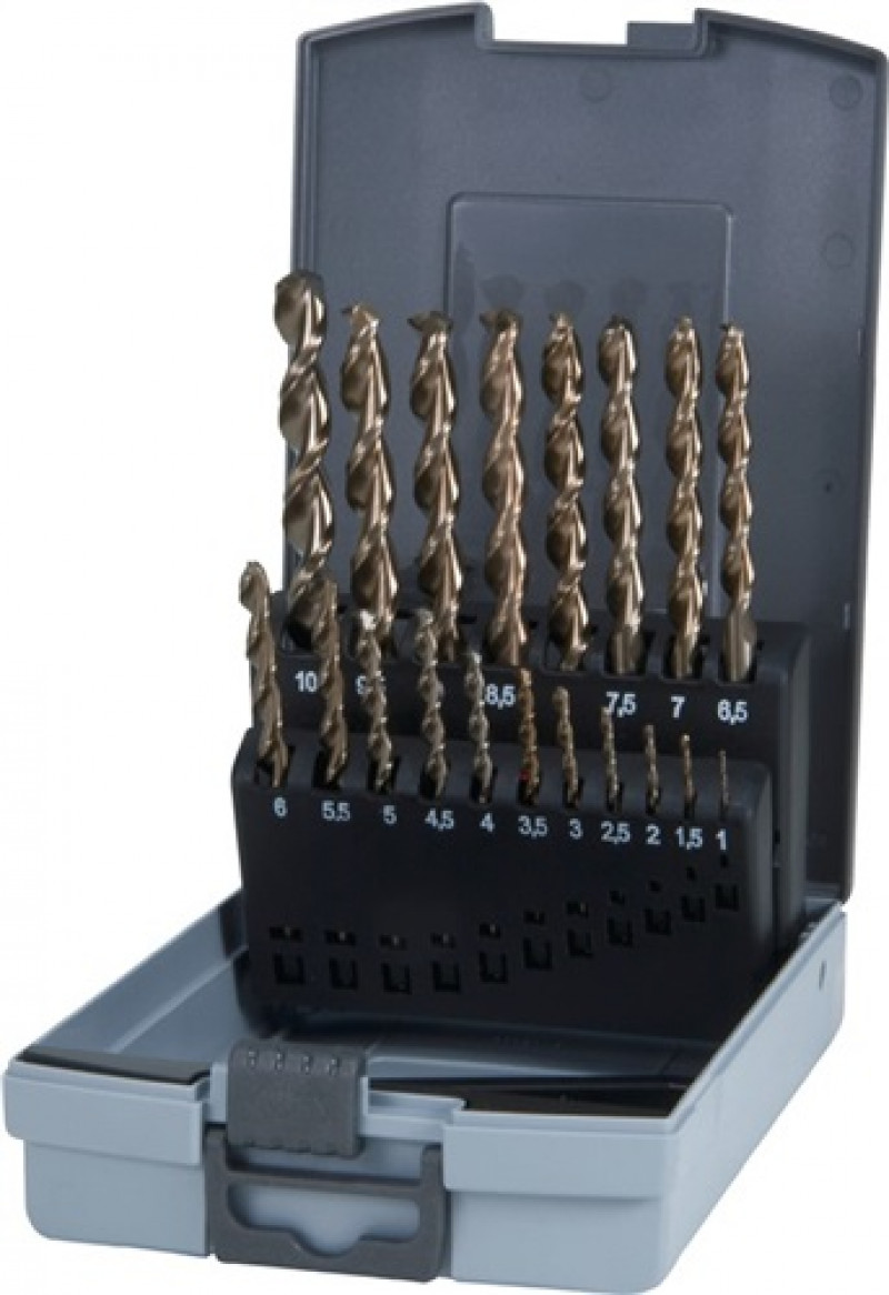 Spiralbohrersatz DIN338 Typ N UTL 3000 D.1-10x0,5mm HSS-Co5 19tlg.Ku.-Kassette