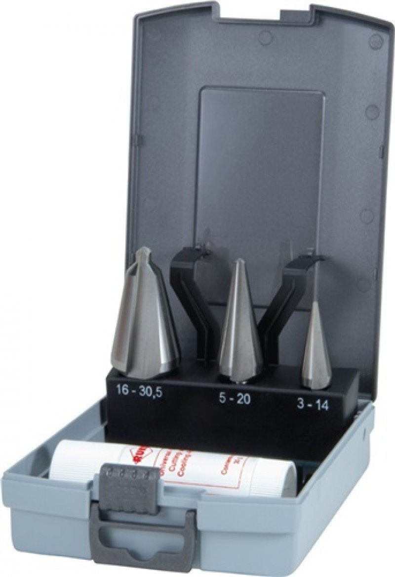 Blechschälbohrersatz 3-14/5-20/16-30,5mm HSS 4tlg.ABS-Ku.-Kassette RUKO Blechschälbohrersatz 3-14/5-20/16-30,5mm HSS 4tlg.ABS-Ku.-Kassette RUKO