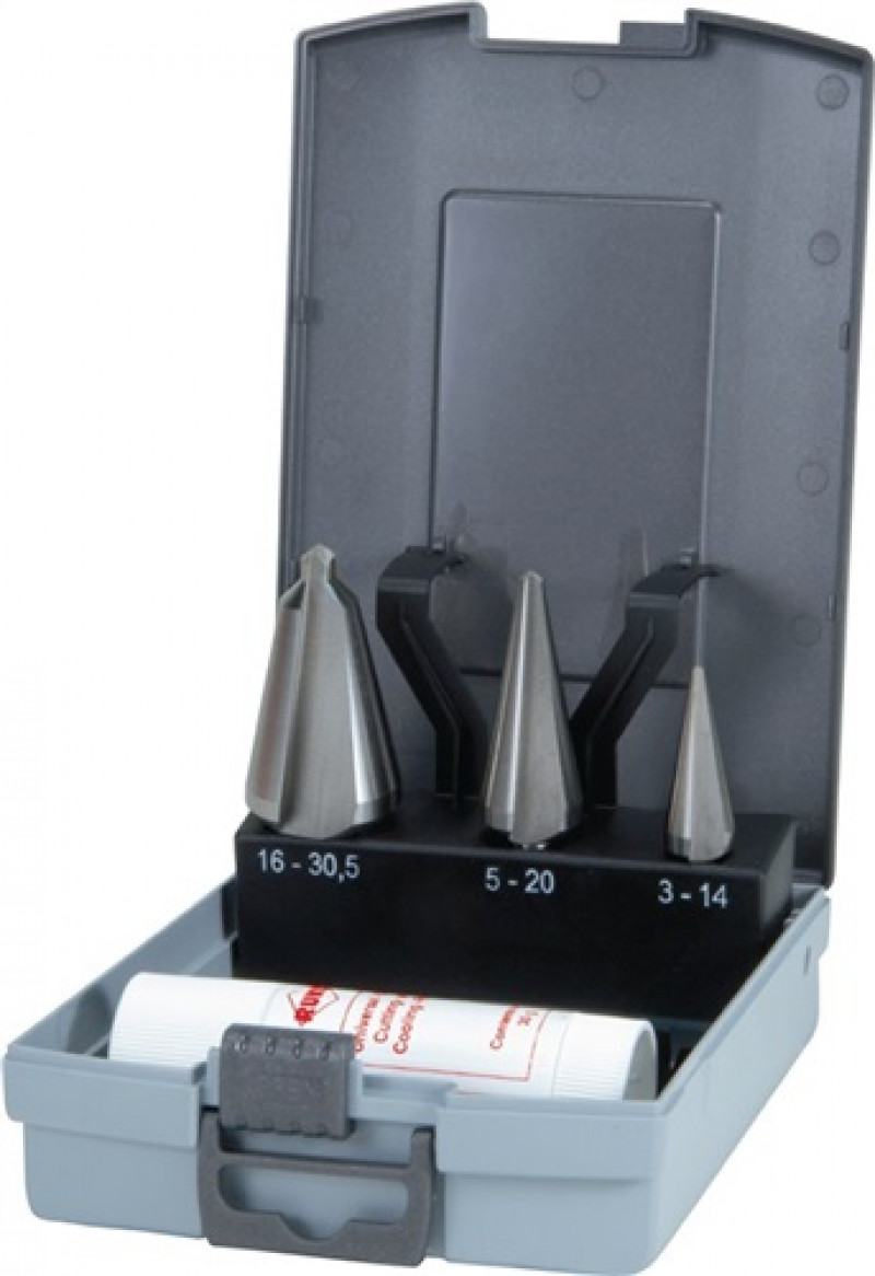 Blechschälbohrersatz 3-14/5-20/16-30,5mm HSS-Co5 4tlg.ABS-Ku.-Kassette RUKO Blechschälbohrersatz 3-14/5-20/16-30,5mm HSS-Co5 4tlg.ABS-Ku.-Kassette RUKO