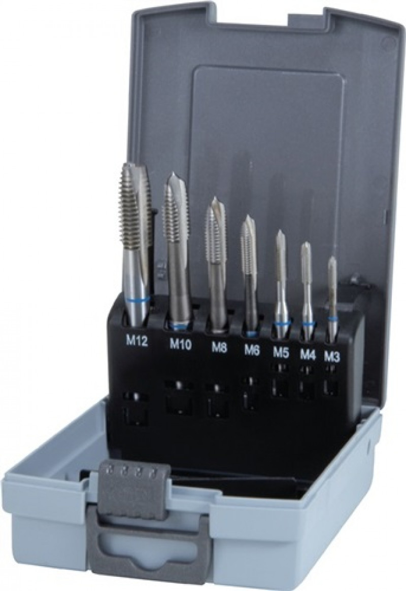 Maschinengewindebohrerset DIN371/376 Form B M3-M12 7tlg.HSS Ku.-Kassette RUKO Maschinengewindebohrerset DIN371/376 Form B M3-M12 7tlg.HSS Ku.-Kassette RUKO
