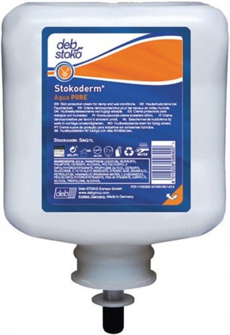 Hautschutzcreme Stokoderm Aqua PURE 1l unparfümiert weiß Kartusche Stoko Hautschutzcreme Stokoderm Aqua PURE 1l unparfümiert weiß Kartusche Stoko