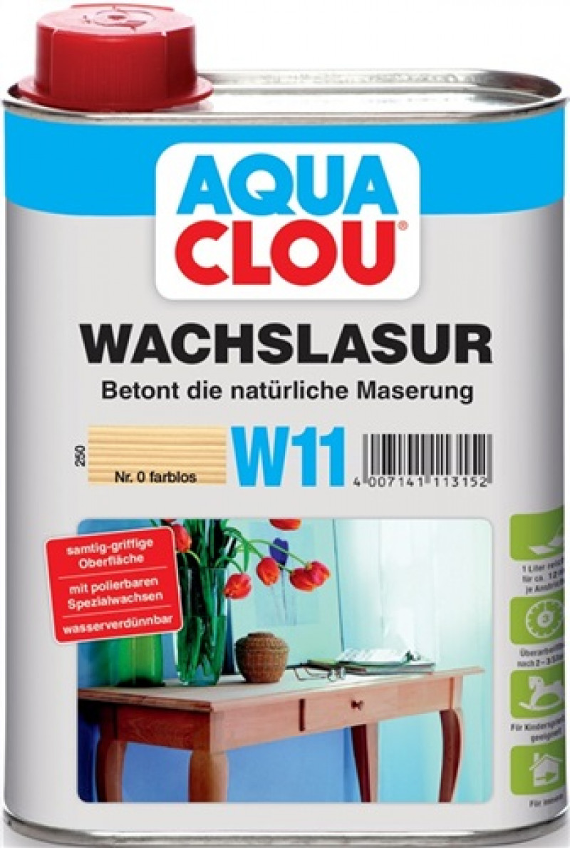 Wachslasur W11 Farbe 0 farblos 250 ml Dose AQUA CLOU Wachslasur W11 Farbe 0 farblos 250 ml Dose AQUA CLOU