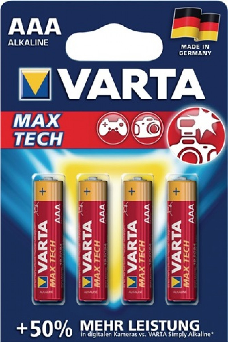 Batterie Max Tech 1.5 V AAA-AM4-Micro 1260 mAh LR03 4703 4 St./Bl.VARTA Batterie Max Tech 1.5 V AAA-AM4-Micro 1260 mAh LR03 4703 4 St./Bl.VARTA