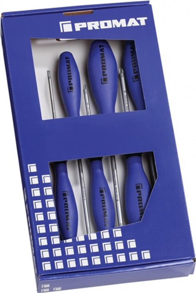 Schraubendrehersatz 6 tlg. Schlitz/PZD Rd.-Kl. m. Größenleitsystem Schraubendrehersatz 6 tlg. Schlitz/PZD Rd.-Kl. m. Größenleitsystem