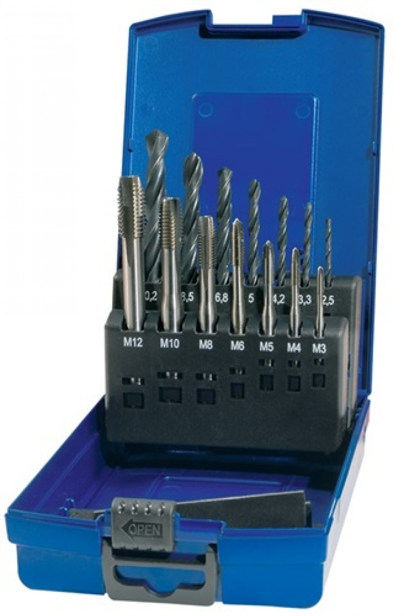 Maschinengewindebohrerset DIN371/376 Form B-VA M3-M12 HSS-Co Ku.-Kassette PROMAT Maschinengewindebohrerset DIN371/376 Form B-VA M3-M12 HSS-Co Ku.-Kassette PROMAT