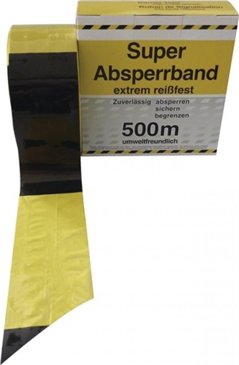 Absperrband L.500 m B.80mm gelb/schwarz geblockt 500m/Karton Absperrband L.500 m B.80mm gelb/schwarz geblockt 500m/Karton
