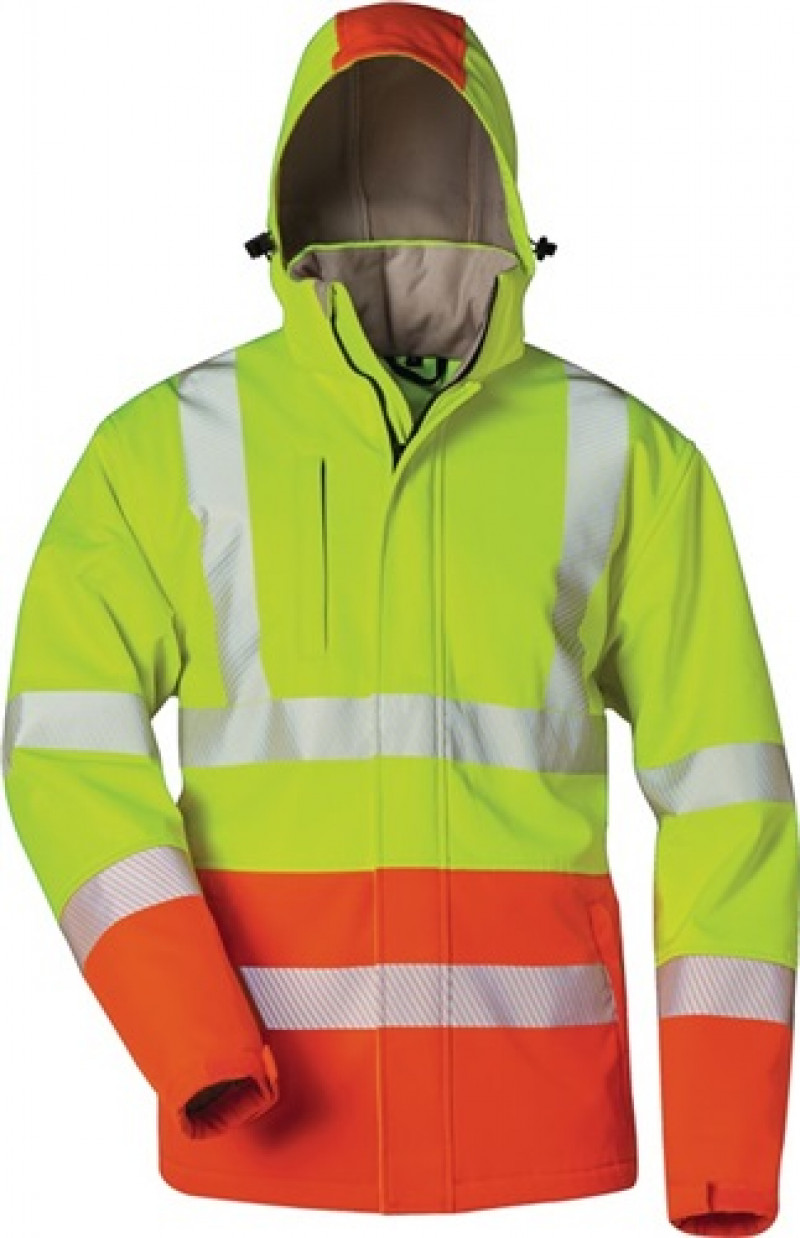 Warnschutz-Softshelljacke HENNING Gr.M gelb/orange 100% PES FELDTMANN Warnschutz-Softshelljacke HENNING Gr.M gelb/orange 100% PES FELDTMANN