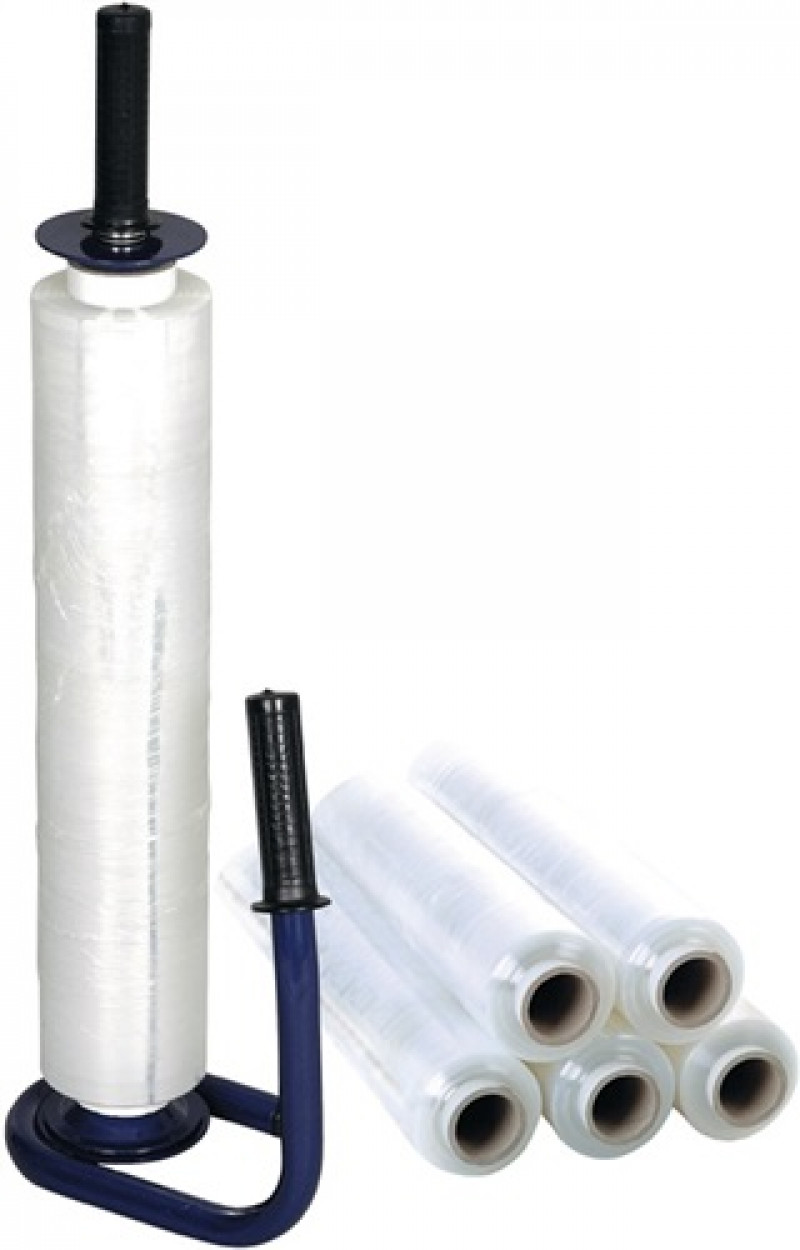 Stretchfolienset Stand.L300 mxB450 mm 20 µm transp.m.1 Abroller u.6 Rollen Stretchfolienset Stand.L300 mxB450 mm 20 µm transp.m.1 Abroller u.6 Rollen