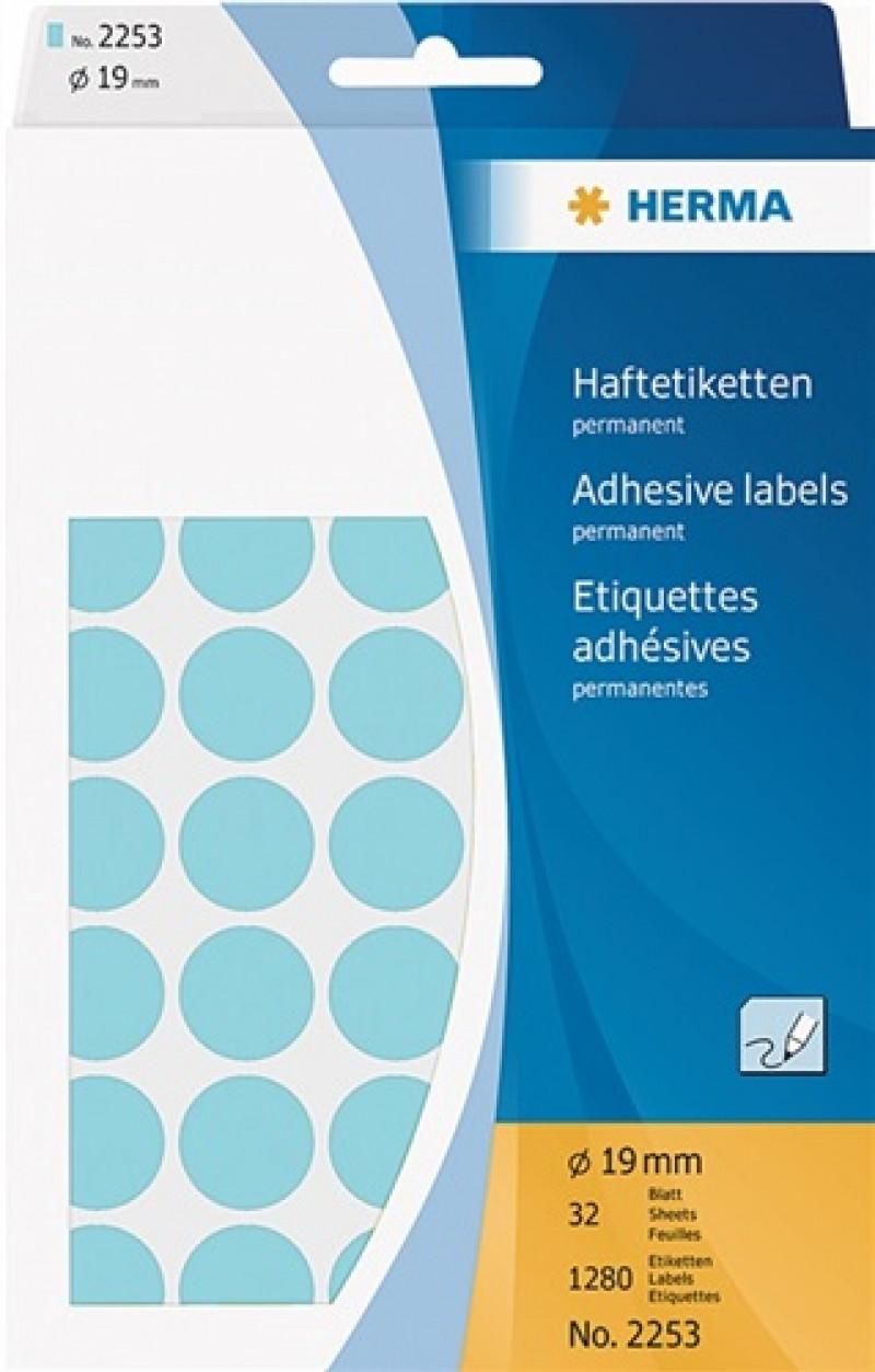 HERMA Markierungspunkt 2253 19mm Papier blau 1.280 St./Pack. HERMA Markierungspunkt 2253 19mm Papier blau 1.280 St./Pack.