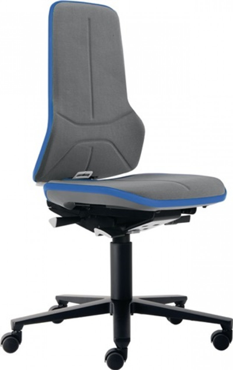 Arbeitsdrehstuhl Neon Rollen Supertec-Gewebe grau blau 450-620mm BIMOS Arbeitsdrehstuhl Neon Rollen Supertec-Gewebe grau blau 450-620mm BIMOS