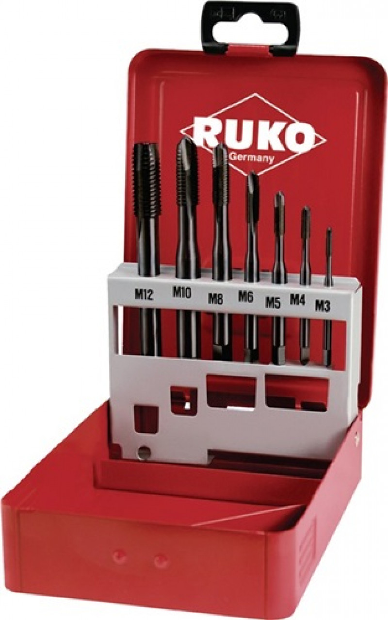 Maschinengewindebohrerset DIN371/376 Form B M3-M12 7tlg.HSS-Co5-VAP Metallkass. Maschinengewindebohrerset DIN371/376 Form B M3-M12 7tlg.HSS-Co5-VAP Metallkass.