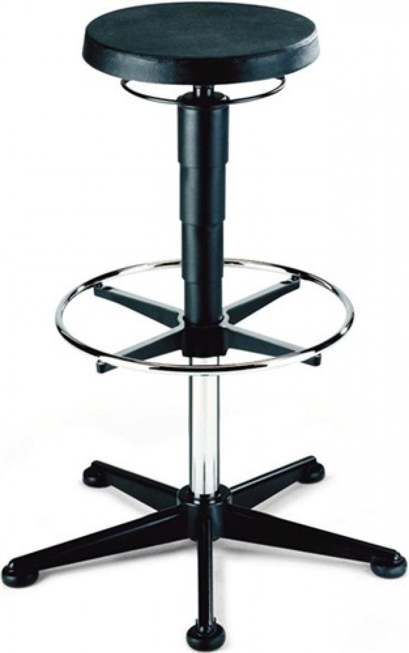 Drehhocker m.Bodengleitern u.Fußring Integralschaum schwarz Sitz-H.570-850mm Drehhocker m.Bodengleitern u.Fußring Integralschaum schwarz Sitz-H.570-850mm