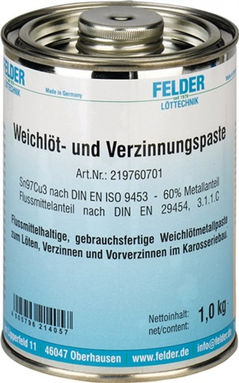 Weichlöt- u.Verzinnungspaste 230-250GradC 1kg S-Sn97Cu3 Weichlöt- u.Verzinnungspaste 230-250GradC 1kg S-Sn97Cu3