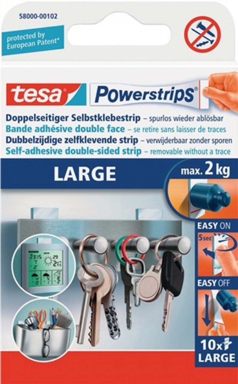 Selbstklebestrip Powerstrips® 58000 SB-Pack á 10 Strips 20x50mm TESA Selbstklebestrip Powerstrips® 58000 SB-Pack á 10 Strips 20x50mm TESA