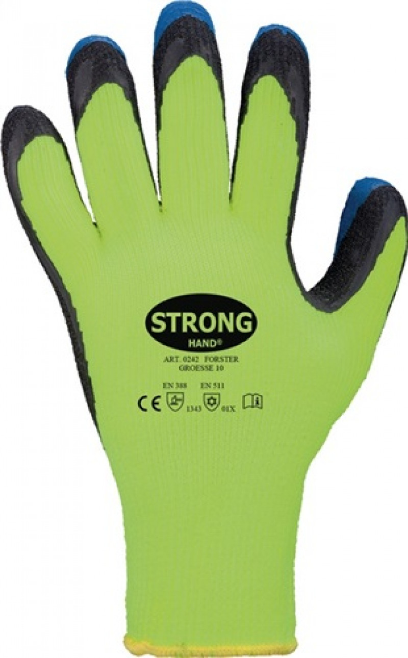 Handschuhe Forster Gr.10 neon-gelb/blau PES m.Latex EN 388,EN 511 Kat.II Handschuhe Forster Gr.10 neon-gelb/blau PES m.Latex EN 388,EN 511 Kat.II