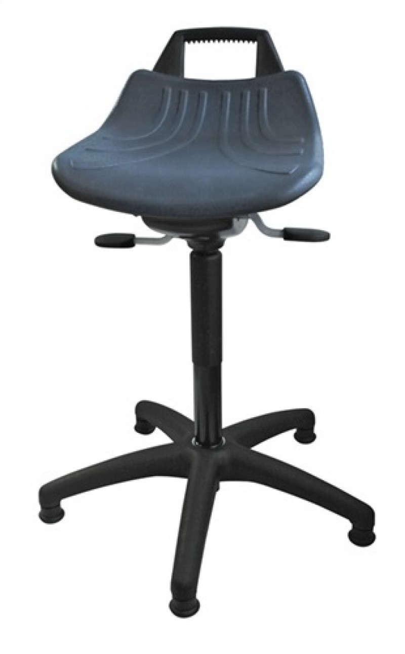 Drehhocker m.Bodengleitern PU-Schaum blau Sitz-H.490-680mm Drehhocker m.Bodengleitern PU-Schaum blau Sitz-H.490-680mm