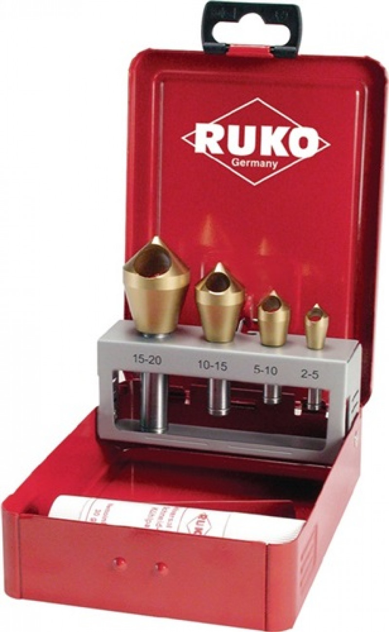 Querlochsenkersatz 2-5/5-10/10-15/15-20mm HSS-TiN 5 tlg. Metallkassette RUKO