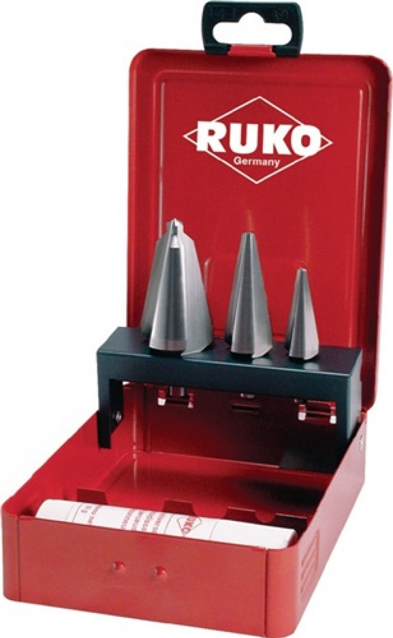 Blechschälbohrersatz 3-14/5-20/16-30,5mm HSS Z.3 4tlg.Metallkassette RUKO Blechschälbohrersatz 3-14/5-20/16-30,5mm HSS Z.3 4tlg.Metallkassette RUKO