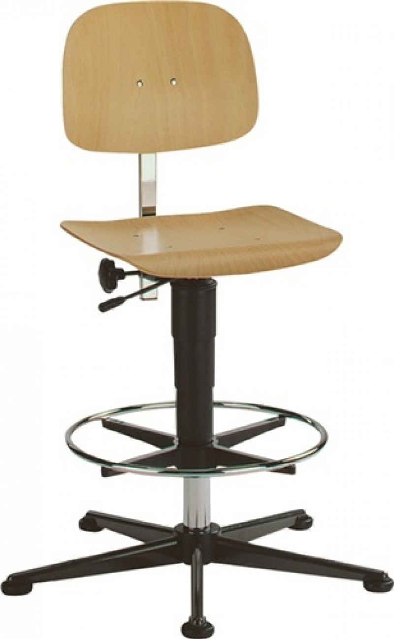 Arbeitsdrehstuhl Fit Bodengleiter+ Fußring Buche 590-910mm BIMOS Arbeitsdrehstuhl Fit Bodengleiter+ Fußring Buche 590-910mm BIMOS