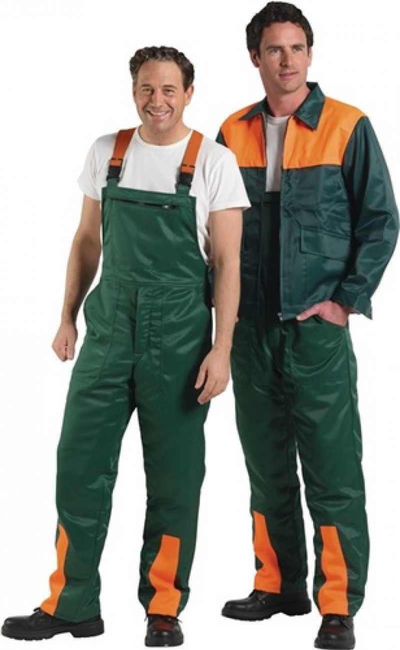 Forstsicherheitslatzhose Gr. 54/56 grün/orange 50% Nyl./50% CO Forstsicherheitslatzhose Gr. 54/56 grün/orange 50% Nyl./50% CO